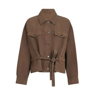 Brunello Cucinelli Katoenen Linnen Jas Met Monili - Dames - Jassen - Bruin - Maat: XS Katoen