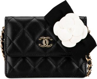 Chanel Black Leather Chain/Shoulder Wallet (Pre-Owned)