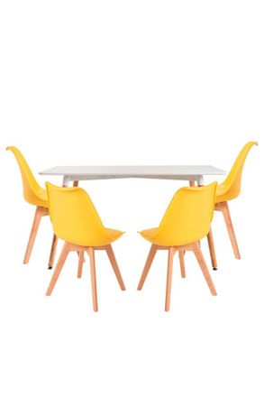 Regalos Miguel Regalos Miguel - Conjuntos De Mesa Y Sillas - Conjunto Mesa Tower Rectangular 120 X 80 Cm Blanca Y Pack 4 Sillas Synk Basic - Amarillo