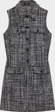 Theory Sleeveless Melange Tweed Mini Dress