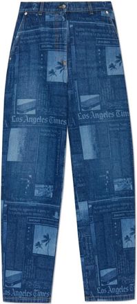 Palm Angels Gestreepte jeans - Dames - Loose Fit Jeans - Blauw - W26 - Katoen - Jeans