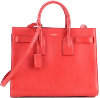 Saint Laurent Red Leather Sac De Jour Nm Bag Small (Authentic Pre-Loved)