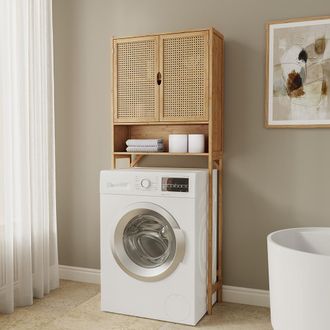 Vicco Armario Para Lavadora Liora, Bamb&uacute;, 66 X 168 Cm Con Estantes, Vicco