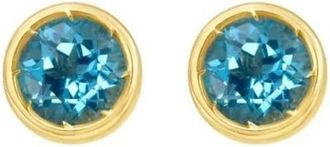 Tresorra 14K Yellow Gold Sky Blue Topaz Birthstone Stud Earrings