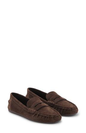 Mango Suede Penny Loafer in Chocolate at Nordstrom, Size 8.5Us