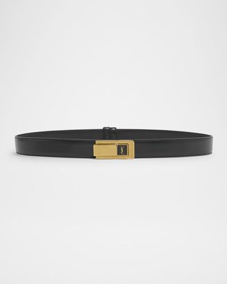 Saint Laurent YSL Skinny Leather Belt