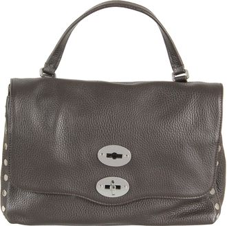 Zanellato Brown Grained Leather Shoulder Bag