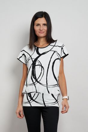 Seidel Moden Kurzarmshirt SEIDEL MODEN, Damen, Gr. 34, wei&szlig;, Jersey, Obermaterial: 94% Viskose, 6% Elasthan, gemustert, tailliert h&uuml;ftlang, Rundhals, Shirts Kurzar