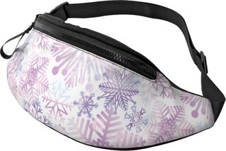 Generic Winter Snowflake Crystal Snowfall Waist Bag Bum Bag Lightweight Bumbags For Ladies Cycling Running 14X35Cm