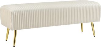 Beliani Banco De Terciopelo Blanco Crema Dorado 118 Cm Patas Metal Glamour Paterson