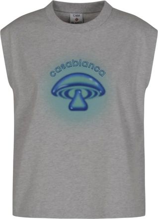 Casablanca Sleeveless Tops, female, Gray, XS, Airbrush Mushroom Sleeveless T-shirt