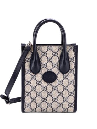 Gucci Interlocking G Patch Tote GG Coated Canvas Mini satchel - Blauw