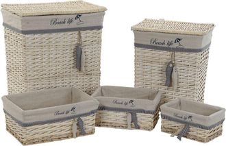 DKD Home Decor Juego De Cestas Dkd Home Decor 47 X 35 X 56 Cm Poli&eacute;ster Espirales (5 Unidades)