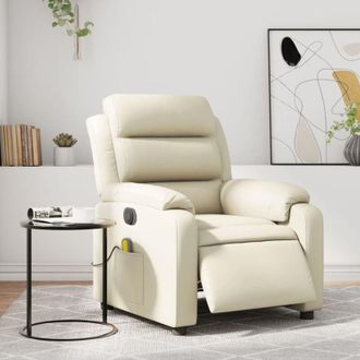 vidaXL Poltrona Massaggiante Elettrica Reclinabile Crema Similpelle - Vidaxl