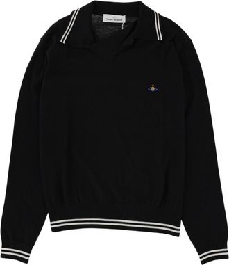 Vivienne Westwood Doubletake Striped Long-Sleeve Cotton-Cashmere Polo Shirt