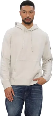 Calvin Klein LS EU 350Terry Badge Hoodie - Heren - Sweatshirts & Hoodies - Beige - Maat: XL Katoen