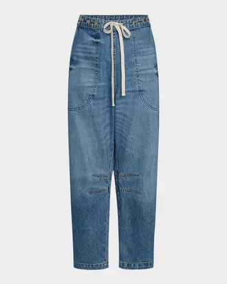 TWP Jetties Beach Drawstring Barrel-Leg Jeans