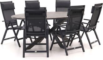Bellagio la vita attrattiva Bellagio Avenza/Fidenza ovaal 220cm dining tuinset 7-delig verstelbaar