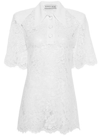 Rowen Rose Polo con colletto in pizzo - Toni neutri