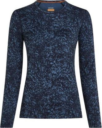 Icebreaker Merino 200 Oasis L/S Crewe Moss Bloom Aop Merinounterw&auml;sche f&uuml;r Damen | blau