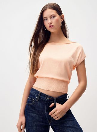 Twik Womens Loose-collar rolled-edge sweater