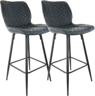 Elama 2 Piece Diamond Stitched Faux Leather Bar Chair with Metal Legs in Black at Nordstrom
