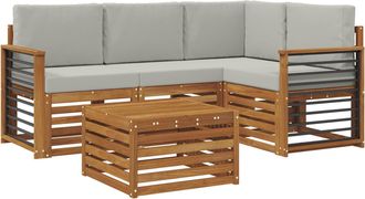 vidaXL Conjunto De Sof&aacute;s De Exterior 5 Uds. Gris Natural Y Claro Vidaxl