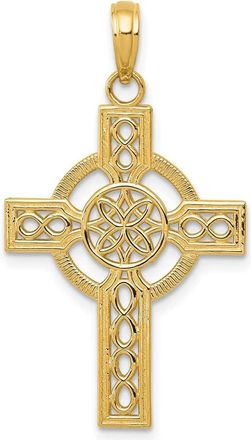 Diamond2Deal 10k Yellow Gold Diamond-cut Celtic Cross Pendant