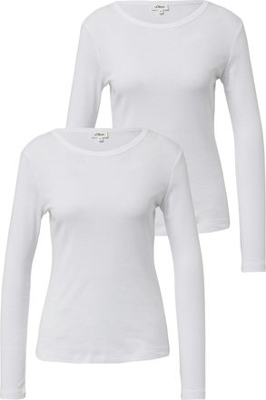 s.Oliver Langarmshirt S.OLIVER, Damen, Gr. 40, 2x wei&szlig;, Single Jersey, Obermaterial: 100% Baumwolle, unifarben, tailliert h&uuml;ftbedeckend, Rundhals, Shirts Langa