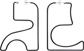 Courr&egrave;ges Maxi AC geometric-shape earrings - women - Brass - One Size - Black