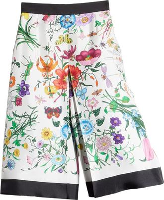 Gucci Flora-print Silk Trousers