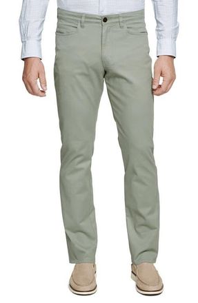 Johnston & Murphy Straight Leg Stretch Stretch Pima Cotton Pants in Sage at Nordstrom, Size 33S
