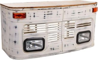 Wanderlust Deco Escritorio de madera y metal lacado blanco 155x65x75