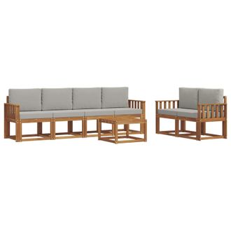 vidaXL Conjunto De Sof&aacute;s De Exterior 7 Pcs Gris Natural Y Claro Vidaxl