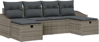 vidaXL Vidaxl - Garden Sofa Set 6 pcs Grey 55 x 62 x 69 cm Poly rattan