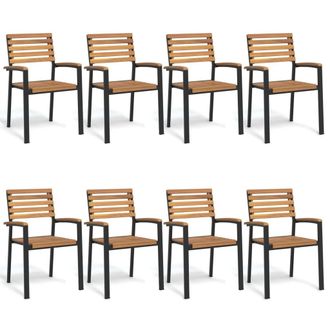 vidaXL Sillas De Jard&iacute;n Apilables 8 Uds Madera Maciza Acacia Y Metal Vidaxl