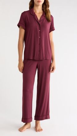 Nordstrom Moonlight Eco Crop Pajamas in Burgundy Royale at Nordstrom, Size X-Small