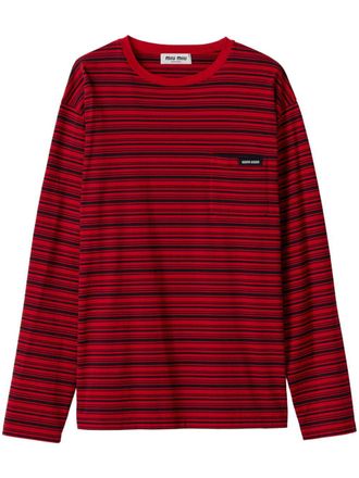 Miu Miu cotton jersey T-shirt - women - Cotton - S - Red