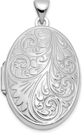 Diamond2Deal 14k White Gold Scroll Oval Locket Pendant