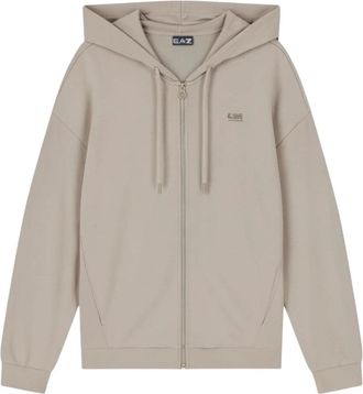 Emporio Armani Emporio Armani Ea7, Hoodies & sweatvesten, Dames, Bruin, M, Polyester, Precious Stretch-modal Interlock Ritssluiting Sweatshirt