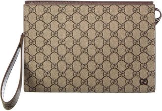 Gucci Gg Supreme Canvas & Leather Pouch