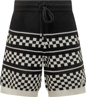Amiri Checkered Mesh Short - Heren - Korte Broeken - Zwart - XS - Wol - Korte Broeken