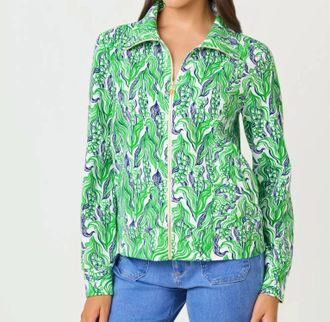 Lilly Pulitzer Upf 50+ Eleni Pullover Sweatshirt In Putting Green Lilly Of The Valley