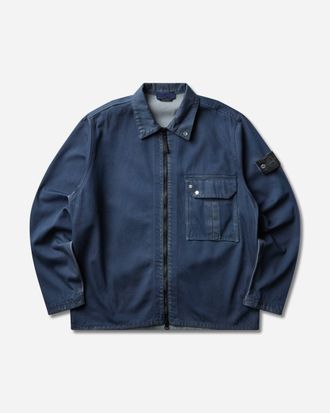 Stone Island Men s Hand Sprayed Reflective Light Bull Denim-TC Overshirt Slate Blue