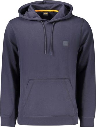 HUGO BOSS Hoodies & sweatvesten, Heren, Blauw, M, Katoen, Blauwe Katoenen Heren Sweater Hoodie