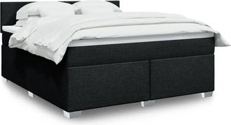 vidaXL Vidaxl - Cama Box Spring Con Colch&oacute;n Tela Negro 180x200 Cm