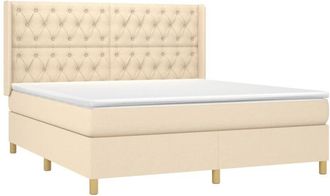 vidaXL Cama Box Spring Colch&oacute;n Y Luces Led Tela Crema 160x200 Cm Vidaxl