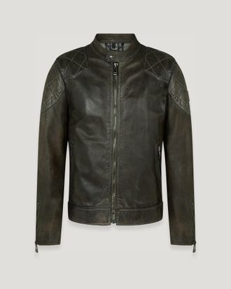 Belstaff Belstaff Chaqueta Legacy Outlaw para hombre Cuero encerado a mano Verde oliva Belstaff oscuro 44