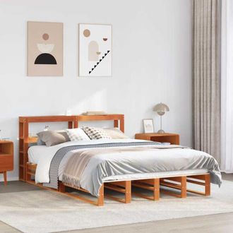 vidaXL Vidaxl - Estructura De Cama Sin Colch&oacute;n Madera Maciza Marr&oacute;n 135x190 Cm