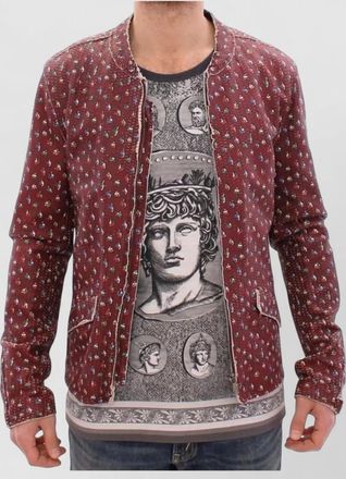 Dolce & Gabbana leather printed quilted bomber jacket